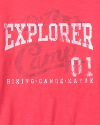 Boys 'Explorer Camp' Graphic Tee - Coral