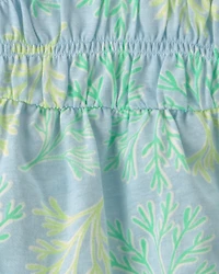 Baby Girl 3-Piece Coral Top & Short Set - Blue/Green