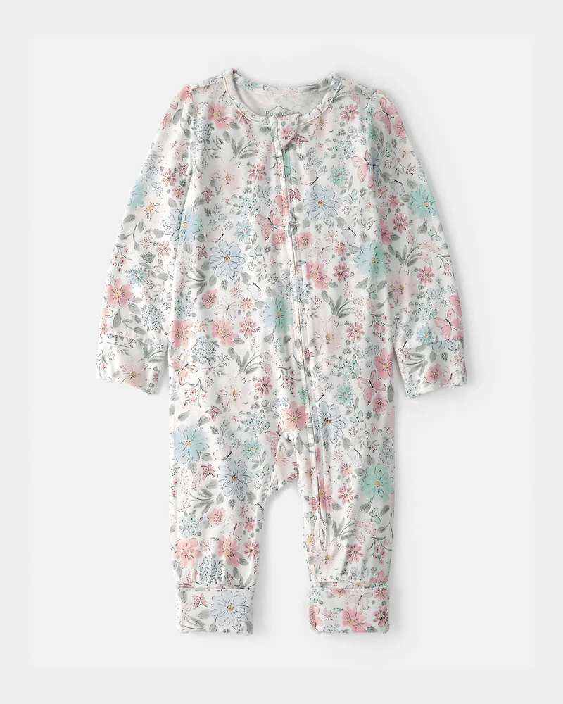 Baby Girl Butterfly Garden 2-Way Zip PurelySoft Sleep & Play Pajama