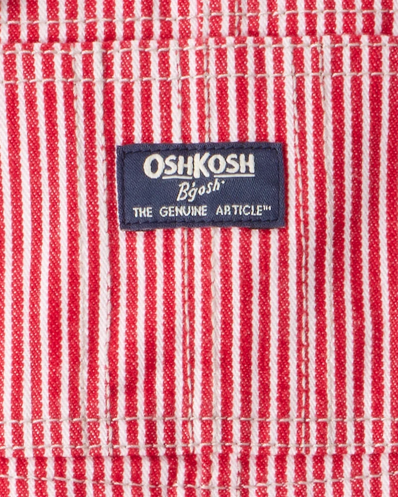 Baby Hickory Stripe Overalls - Red/Ivory