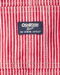 Baby Hickory Stripe Overalls - Red/Ivory