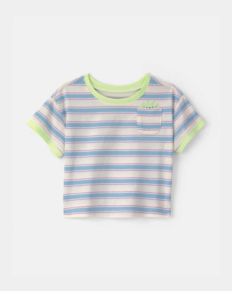 Baby Girl Striped Short-Sleeve Top - Blue/Ivory