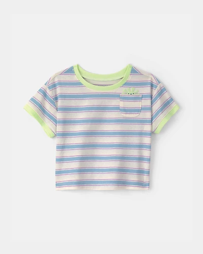 Baby Girl Striped Short-Sleeve Top - Blue/Ivory