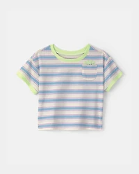 Baby Girl Striped Short-Sleeve Top - Blue/Ivory