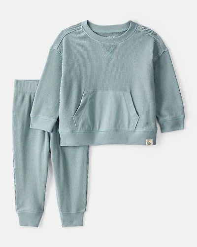 Baby Boy Waffle Knit Long-Sleeve Tee & Pant Set - Green