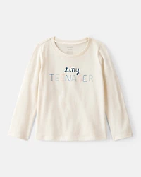Toddler Girl 'Tiny Teenager' Long-Sleeve Graphic Tee - Cream