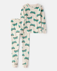 Boys Gamer DreamPlush Snug Fit 2-Piece Pajamas - Beige