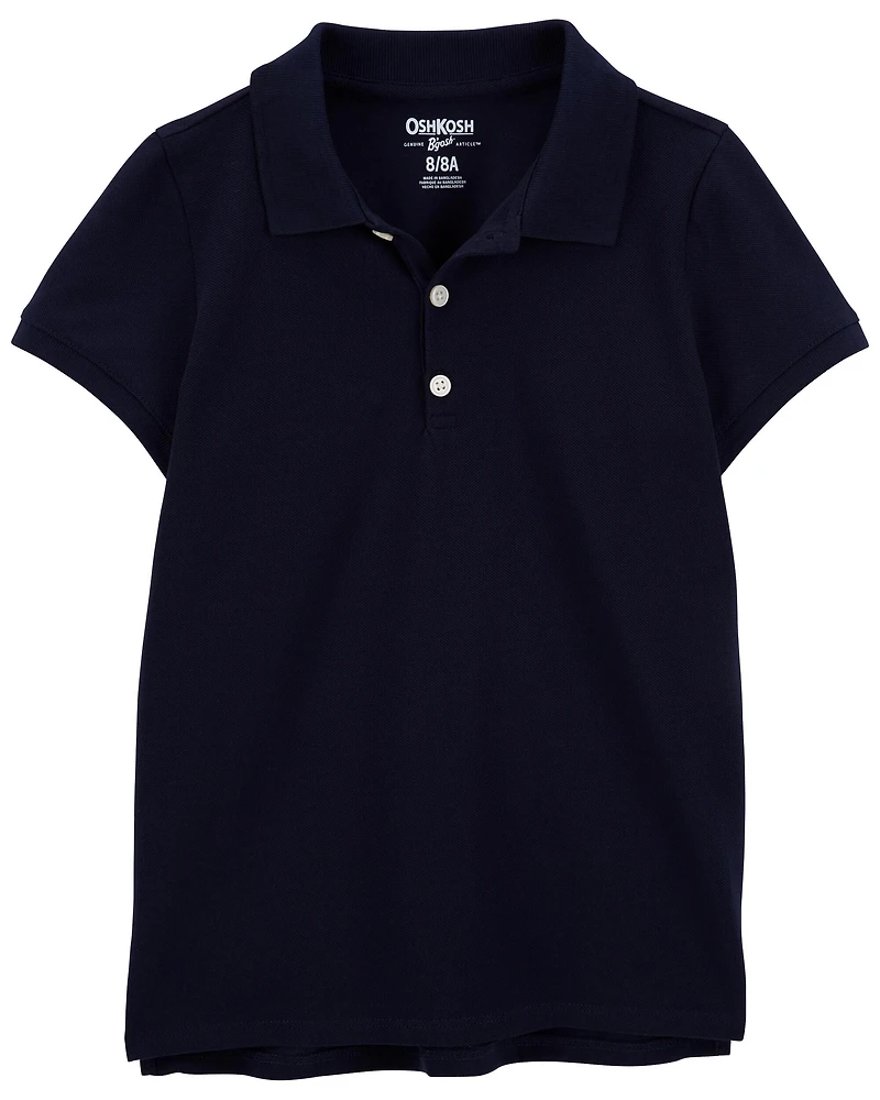 Girls Piqué Polo Shirt - Navy