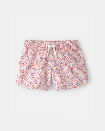 Girls Floral French Terry Shorts - Pink
