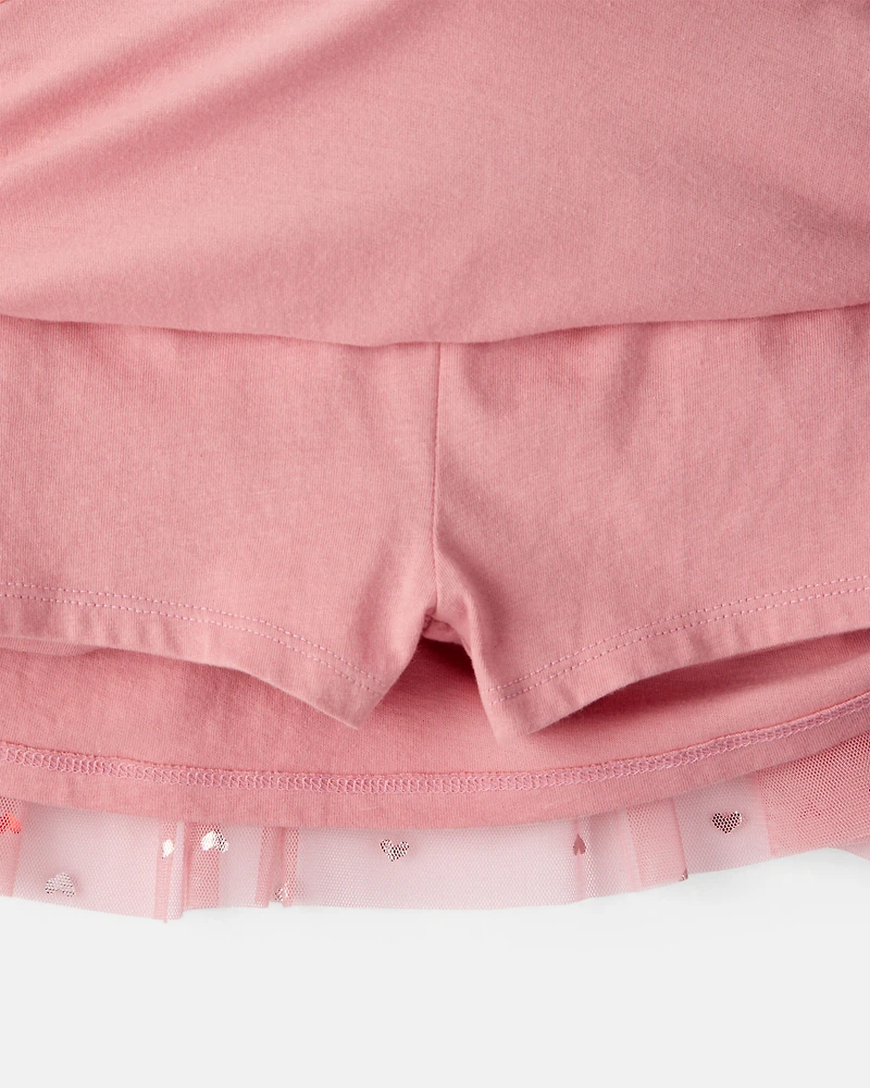 Toddler Girl Heart Tulle Skort - Pink