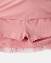 Toddler Girl Heart Tulle Skort - Pink