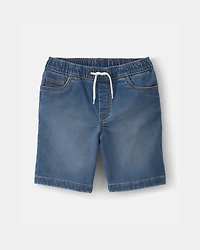 Boys Denim Drawstring Shorts - Medium Wash
