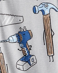 Baby Boy Construction Print 100% Cotton Long-Sleeve Snug Fit 1-Piece Pajamas