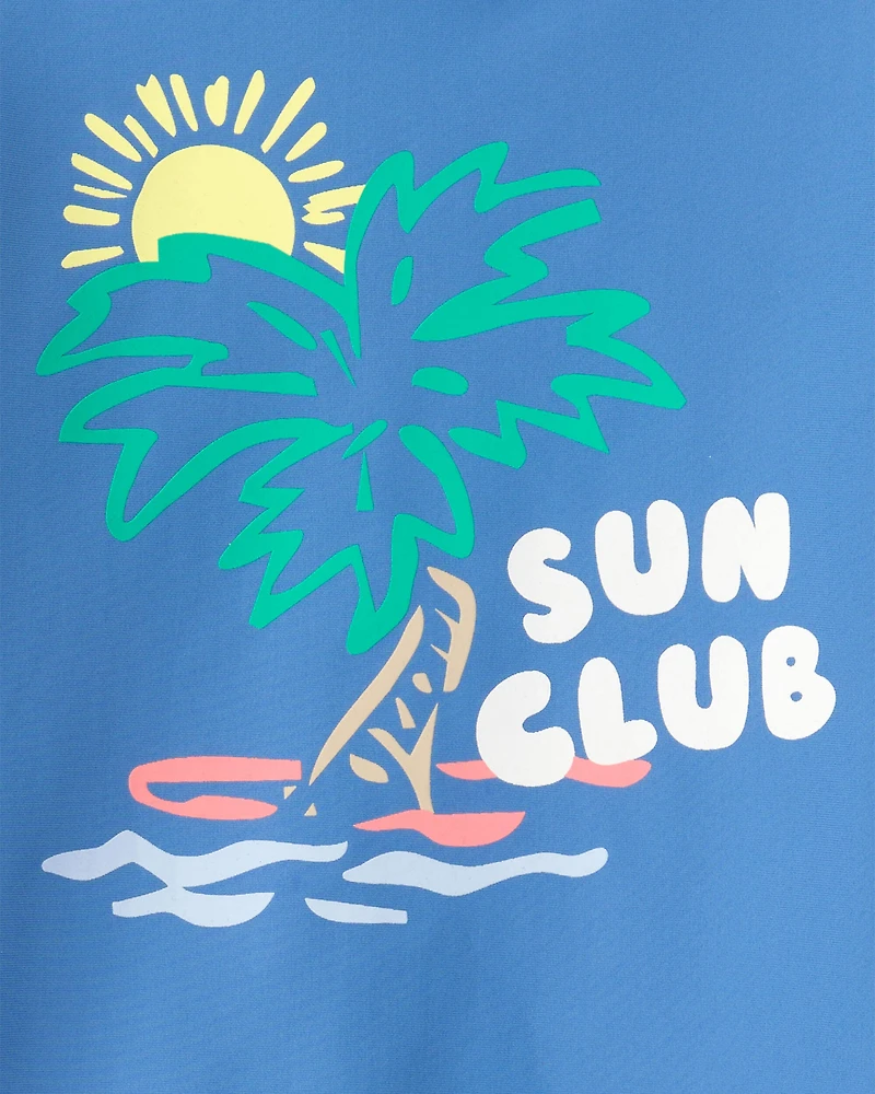 Baby Boy 2-Piece Tropical Beach Rashguard Trunk Set - Blue