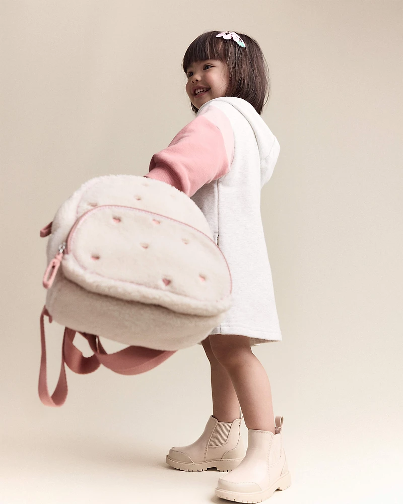 Toddler Girl Colorblock Long-Sleeve Hooded Sweatshirt Dress - Light Heather Grey