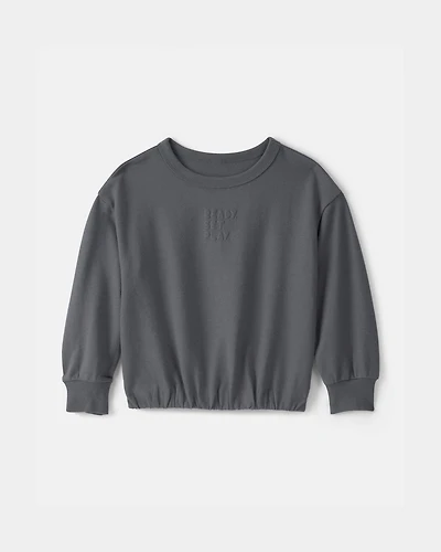 Toddler Girl 'Ready Set Play' French Terry Pullover Sweatshirt - Grey