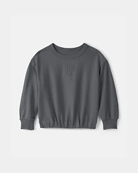 Toddler Girl 'Ready Set Play' French Terry Pullover Sweatshirt - Grey