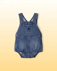 Baby Disney© Winnie the Pooh Embroidered Stretch Denim Bubble Romper - Medium Wash