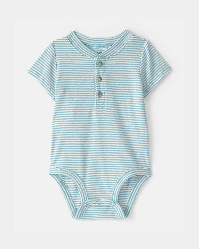 Baby Boy 3-Piece Beach Trip Striped Outfit Set - Blue/White