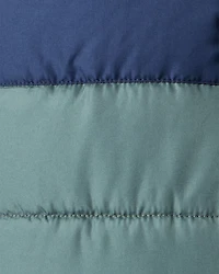 Toddler Boy 2-Piece Dinosaur Hooded Snowsuit Jacket & Bib Set - Green/Blue