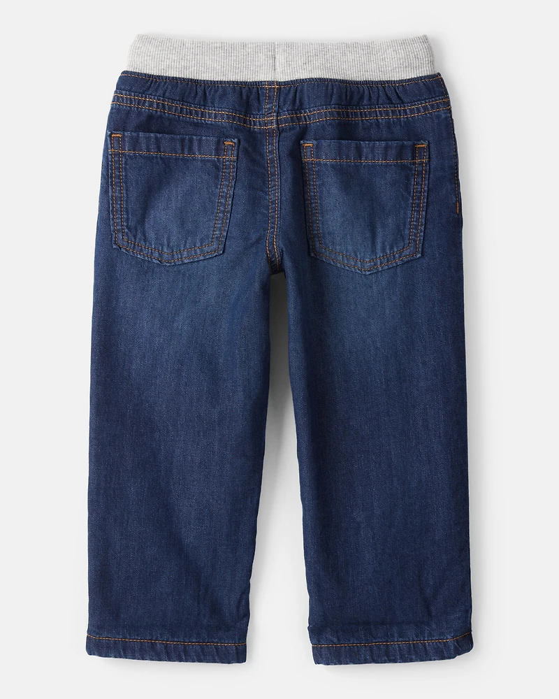 Toddler Boy Lined Dark Wash Straight Jeans
