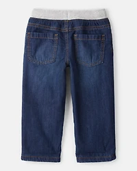 Toddler Boy Lined Dark Wash Straight Jeans