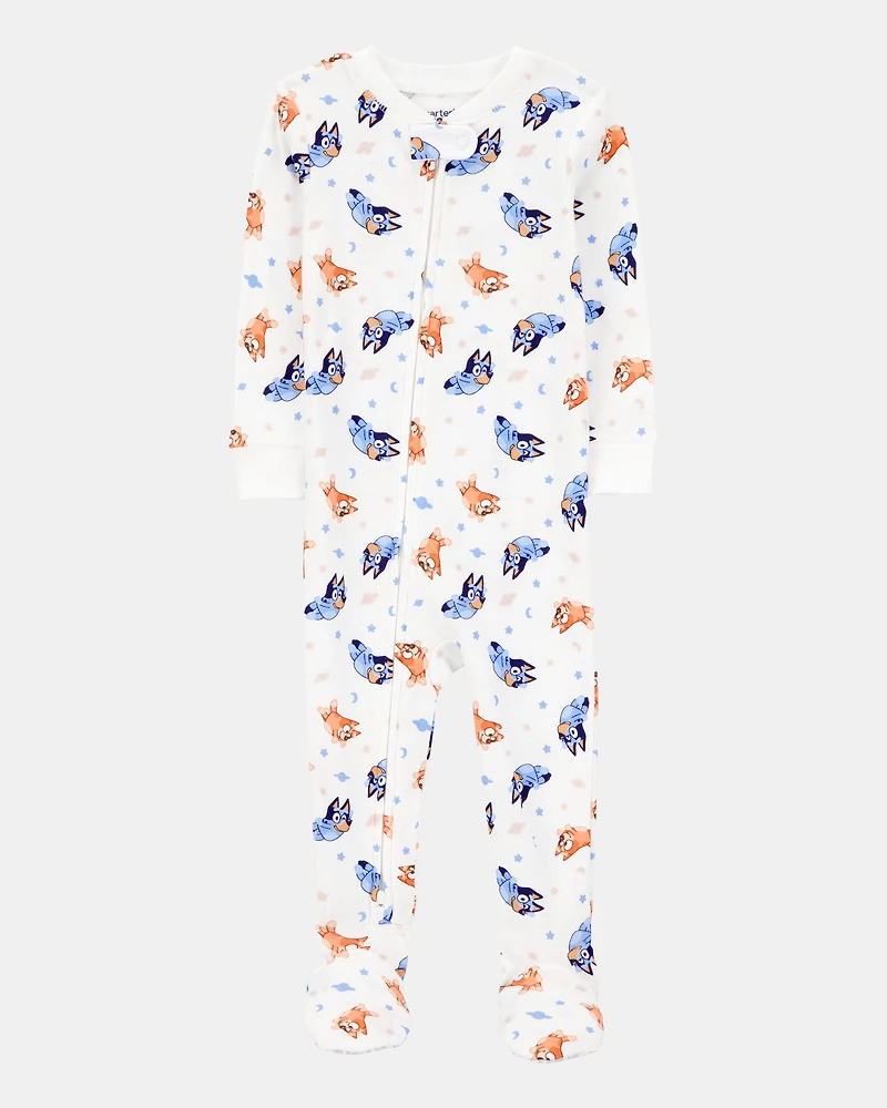 Baby Bluey Snug Fit Cotton Footie 1-Piece Pajamas