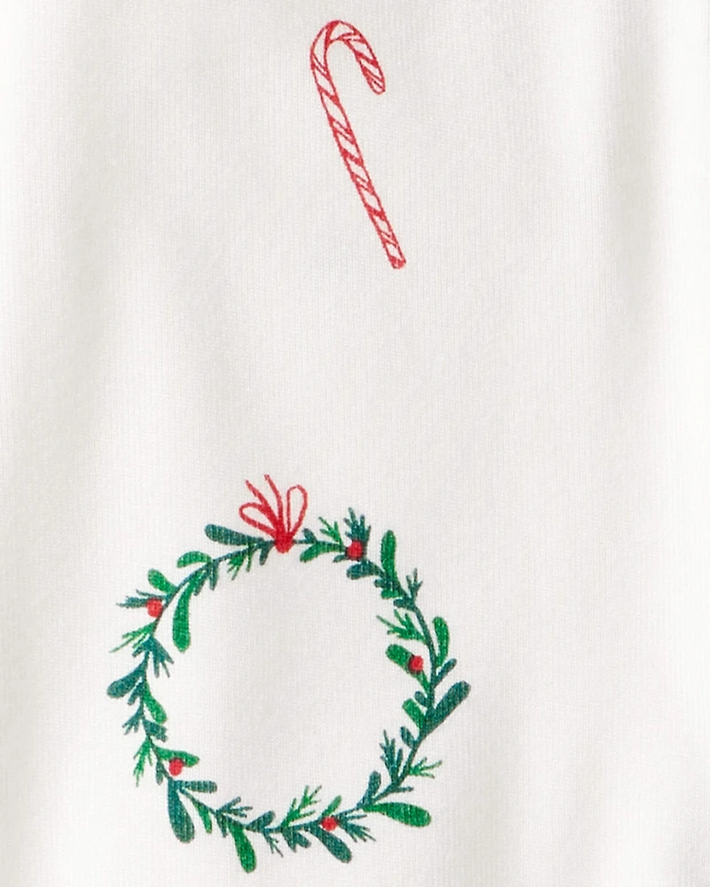 Baby Wreath Print PurelySoft Long-Sleeve Sleep & Play Pajamas - Ivory