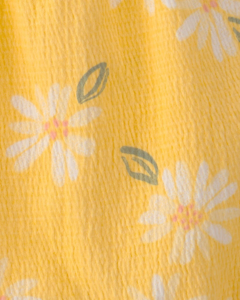 Baby Girl Floral Flutter Sleeve Romper - Yellow