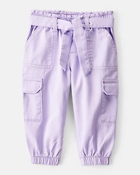 Baby Girl 2-Piece Purple Pullover Sweatshirt & Cotton Cargo Joggers Set - Purple