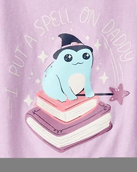 Toddler Girl I Put A Spell On Daddy Short-Sleeve Graphic Tee - Purple