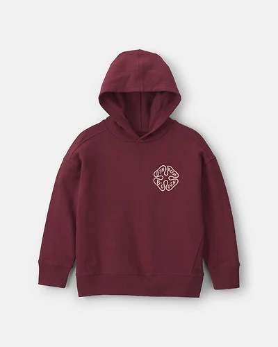 Boys Logo Patch Hoodie - Burgundy