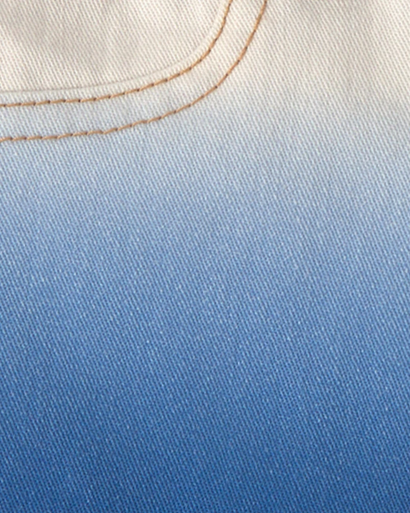 Baby Girl Ombre Twill Shorts - Blue/Ivory