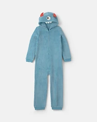 Boys 1-Piece Monster Halloween Fleece Pajama Costume - Blue
