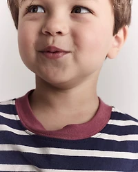 Toddler Striped Short-Sleeve Relaxed Subway Tee - Navy