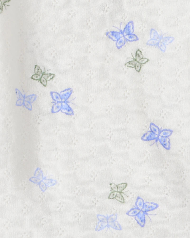 Baby Girl Butterfly Print Long-Sleeve Bodysuit - Ivory
