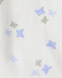 Baby Girl Butterfly Print Long-Sleeve Bodysuit - Ivory