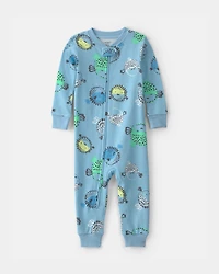 Toddler Boy Pufferfish 100% Cotton 1-Piece Pajama - Blue