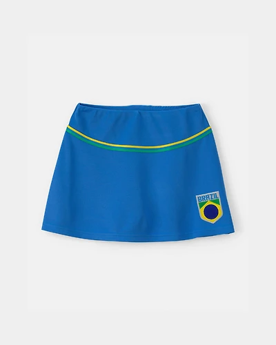Girls Umbro Brazil Active Skort - Blue/Yellow/Green