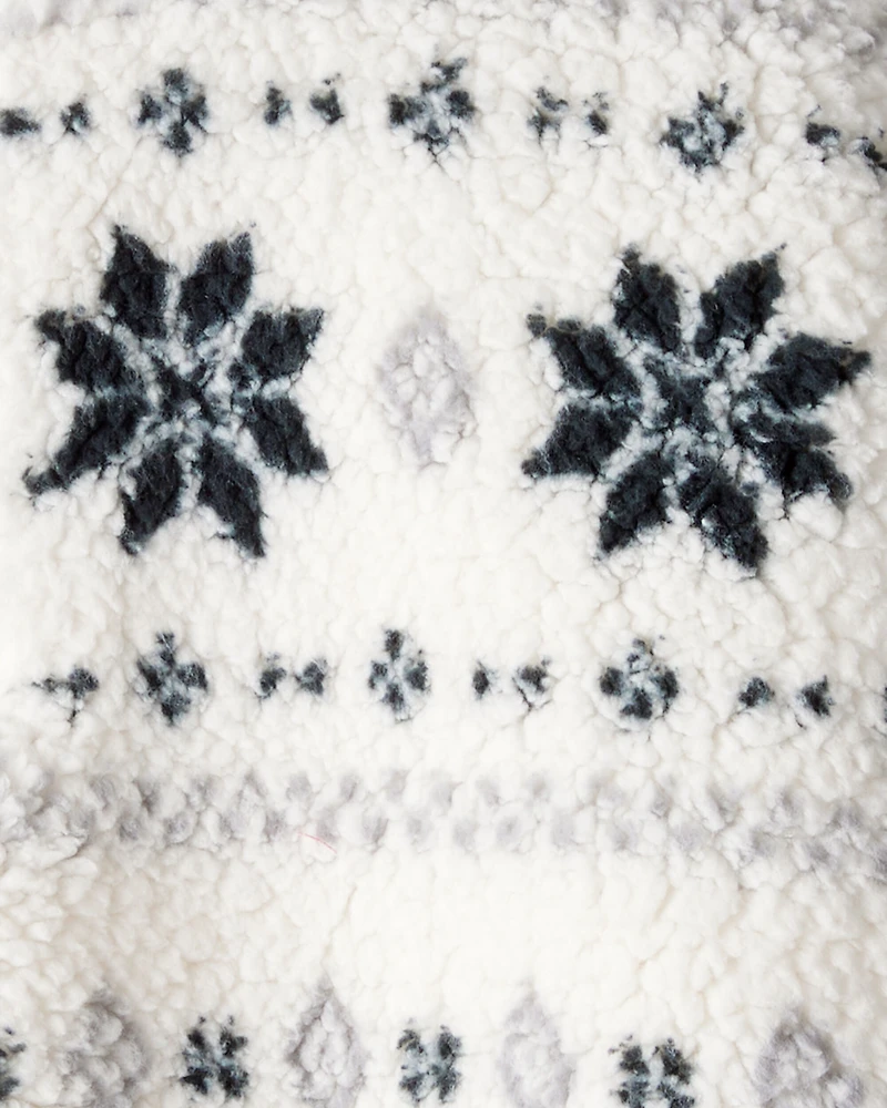 Toddler Girl Fairisle Sherpa Quarter-Zip Pullover - White