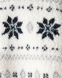 Toddler Girl Fairisle Sherpa Quarter-Zip Pullover - White