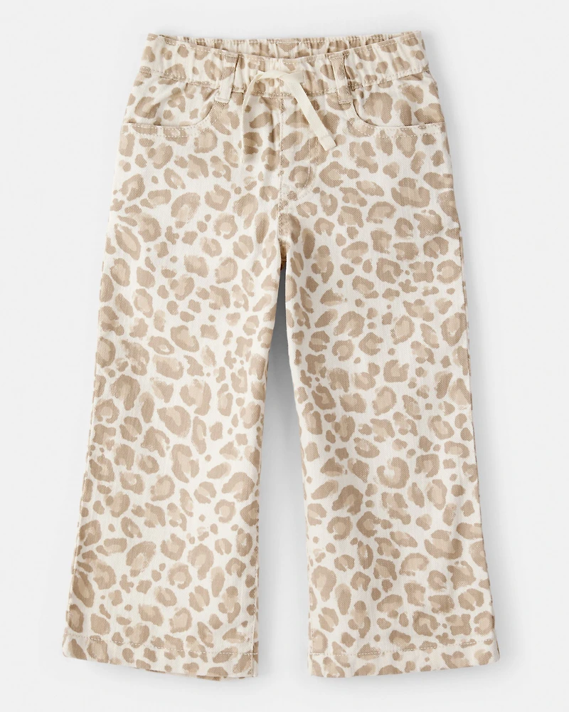 Toddler Girl Leopard Wide-Leg Pants - Ivory