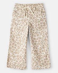 Toddler Girl Leopard Wide-Leg Pants - Ivory