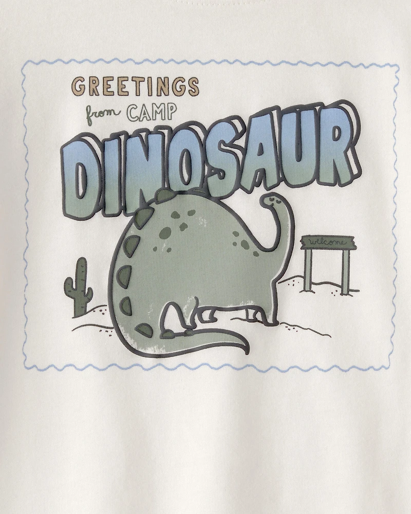 Baby Boy Dinosaur Long-Sleeve Graphic Tee - Cream