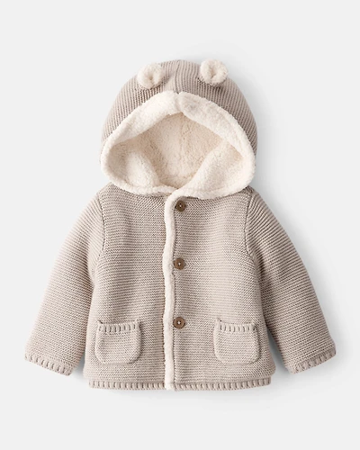 Baby Sherpa Lined Cotton Long-Sleeve Jacket - Brown
