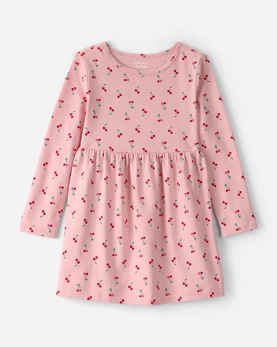 Toddler Girl Cherry Long-Sleeve Knit Dress - Pink