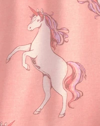 Girls Unicorn 100% Cotton Snug Fit 4-Piece Pajama Set - Pink
