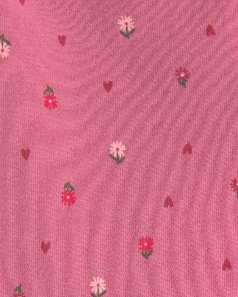 Toddler Girl Floral Cotton Pull-On Stretch Leggings - Pink