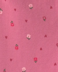 Toddler Girl Floral Cotton Pull-On Stretch Leggings - Pink