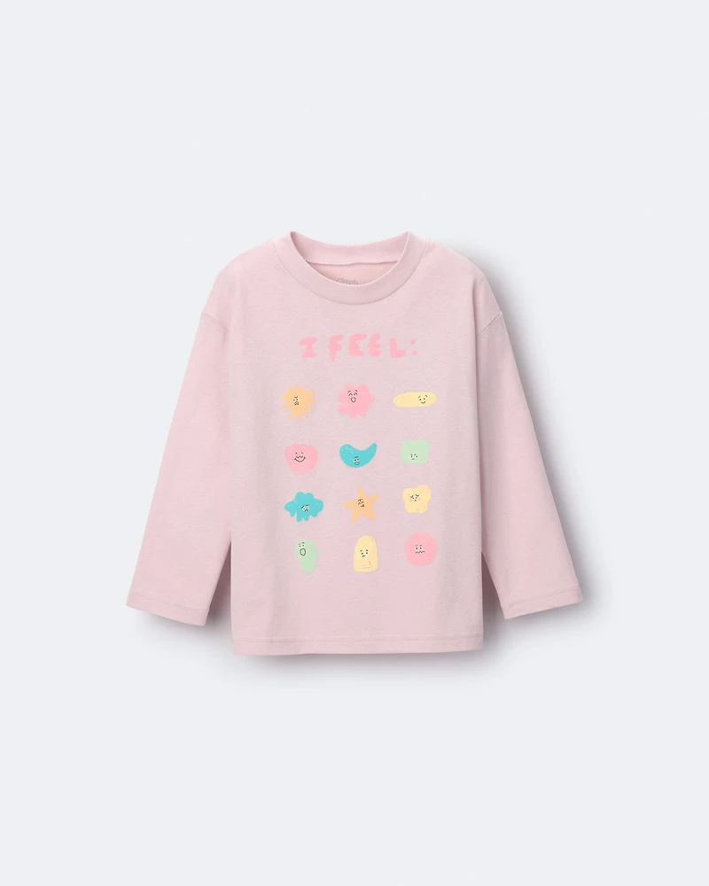 Toddler Girl 'I Feel' Long-Sleeve Relaxed Graphic Tee - Light Pink